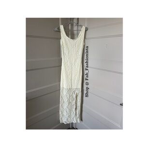 white lace maxi dress forever 21 Forever 21 Maxi Dress Womens Large Off White/Ivory Sheer Lace Panels Tiered